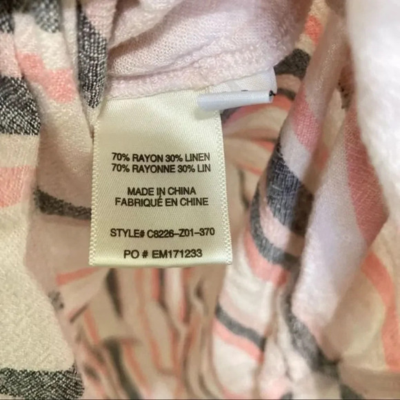 CLOTH & STONE Mini Dress Strapless Striped Linen Blend Pink & Gray Medium - Picture 4 of 7